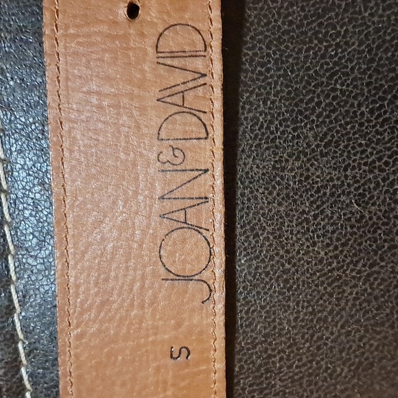 Joan & David Brown Calfskin Leather Belt Square Brass Buckle Split Size S Boho - Picture 7 of 11